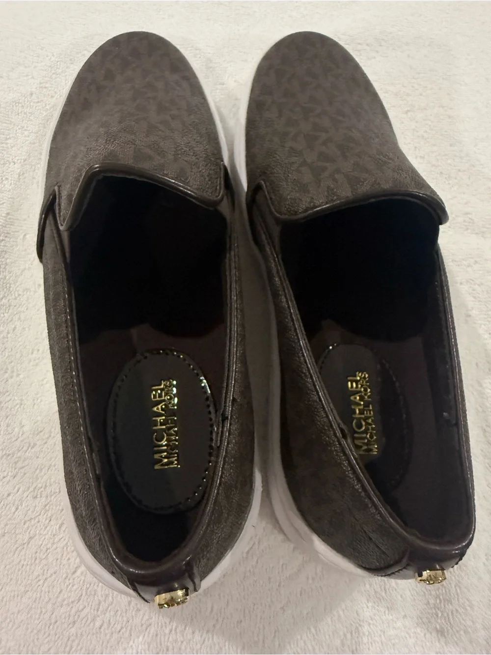 Michael Kors Brown Monogram Slip-On Sneakers for Men